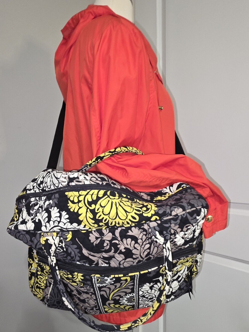 Vera Bradley Black, Yellow & White Quilted Travel Weekender